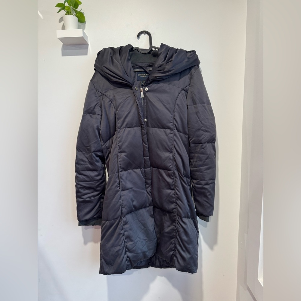 London Fog Charcoal Hooded Puffer Jacket